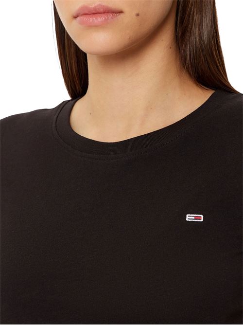 T-shirt donna nera in cotone Tommy Jeans | DW0DW20459BDS